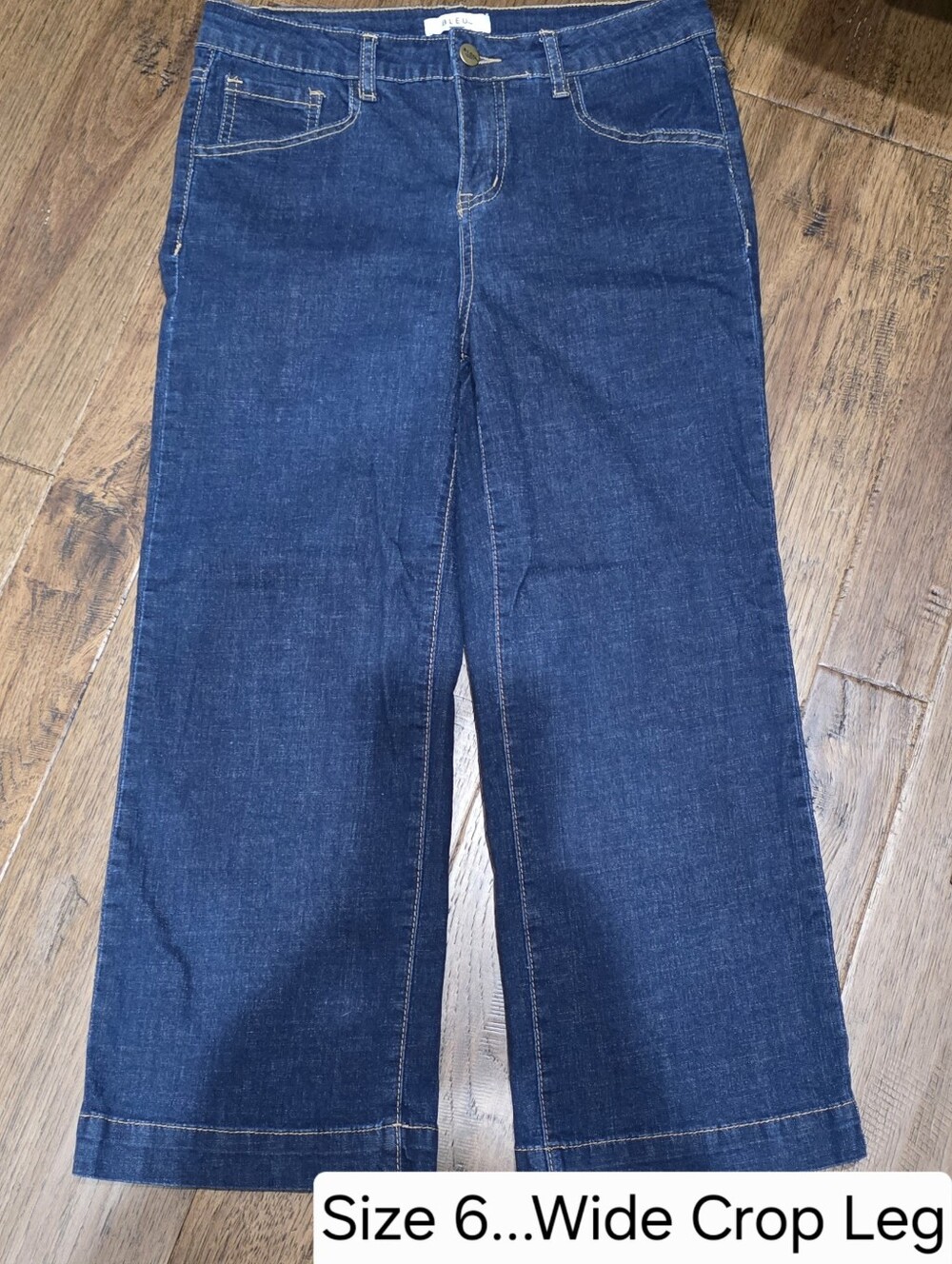 Blue Wide Crop Leg Dark Denim Jeans